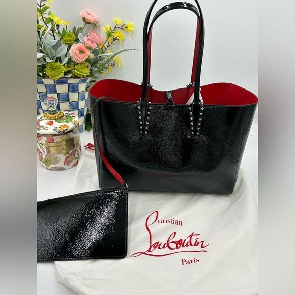 Women's Christian Louboutin Cabata patent leather tote removable pouch Italy - Picture 1 of 15